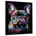 thumbnail image 2 of Designart "Paintsplatter Bulldog Portrait in Black and Blue" Animals Dog Pug Metal Art Print, 2 of 5