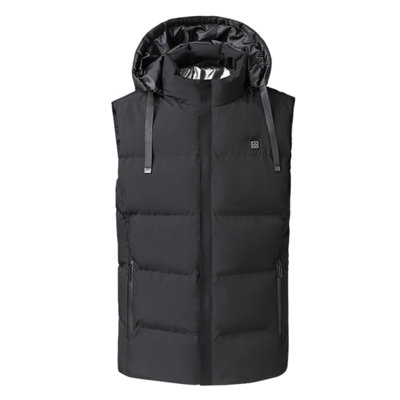 Vedolay Mens Hooded Parka Coat Zip Up Windproof Jackets Overcoat Thicken Long Coat Black,XL