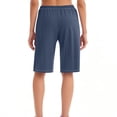 thumbnail image 3 of Daiosportswear Women'S Bermuda Long Cotton Sweat Knit Pull On Walking Lounge with Pocket，Shorts for Women Navy XXL(XXL), 3 of 4
