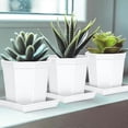 thumbnail image 4 of 5Pcs Square Flower Pot Trays Plastic Catch Excess Water Soil Spills for Flower Pot Tray Indoor Plant, 4 of 5