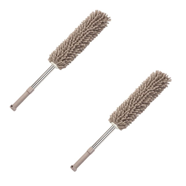 Oleegame 2PC Snowler Extendable Dusting Brush Multi Purpose Cleaning For Home And Car With Detachable And Washable Cloth Head