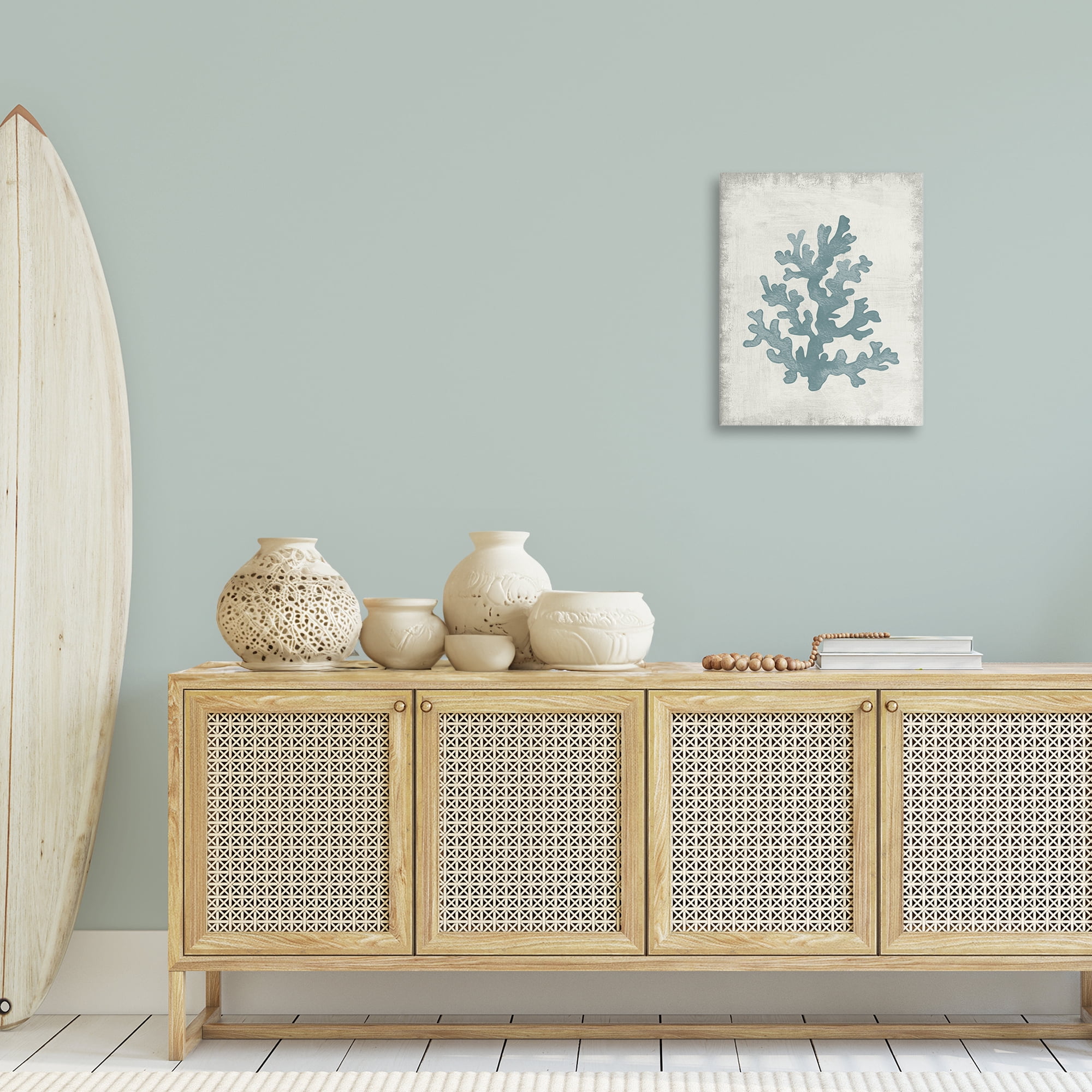 Stupell Industries Blue Coral Form Nautical & Beach Painting Wrapped Canvas Art Print Wall Art, 16 x 20