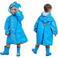 thumbnail image 2 of Poncho de lluvia para niños, Poncho para niños pequeños con capucha, chaqueta impermeable para la lluvia, ropa impermeable para niños con dibujos animados en 3D para niñas y niños (azul, mediano), 2 of 5