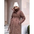 thumbnail image 6 of Women'S Long Quilted Cotton Coats Jackets Long Sleeve Stand Collar Padded Coats Jacket Outerwear with Pockets Brown L, 6 of 9