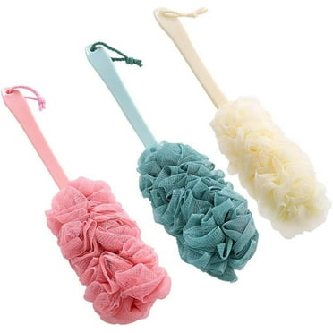 3 Pack Back Scrubber Long Handled Bath Brush, Soft Mesh Sponge Exfoliating Body Scrub Back Cleaner Loofah Bathroom Shower Accessories for Women Men