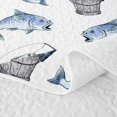 thumbnail image 5 of Manfei Cartoon Fishing Quilt King, FarmhousePike Fish King Coverlet Set, Light Blue, 3pcs, 1 Bedspread and 2 Pillowcases, 5 of 7