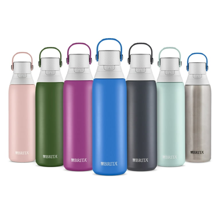 Brita Insulated Filtered Water Bottle with Straw, Reusable, Stainless Steel  Metal, Carbon, 32 Ounce