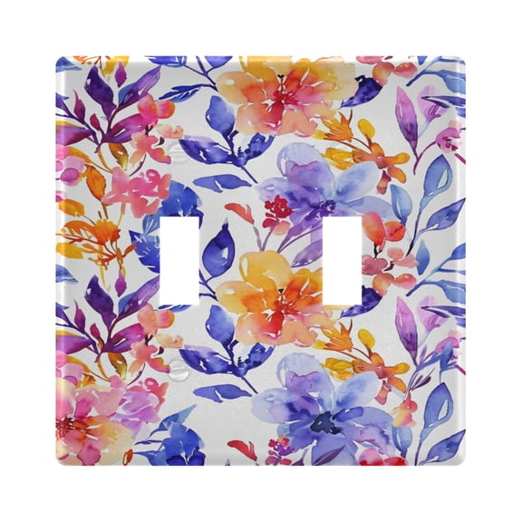 2 Gang Light Switch Cover Plate Watercolor Leaves Wall Plate Decorate Electrical Outlet Cover Plates 4.56”x4.48”