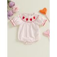 Aialyic Baby Girl Short Sleeve Romper Heart Embroidery Dot Print Crew