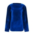 thumbnail image 5 of VKOYWKM Velvet Tops for Women Vintage Puff Long Sleeve Soft Velour Shirts Crew Neck Dressy Casual Blouses Trendy Spring Fall Basic Shirt, 5 of 6