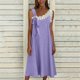 thumbnail image 3 of Vestido de Verano Casual sin Mangas Gradual de las Mujeres Vestido Largo con Cuello en V, Vestido de Vacaciones de Poliéster Suave, 3 of 7