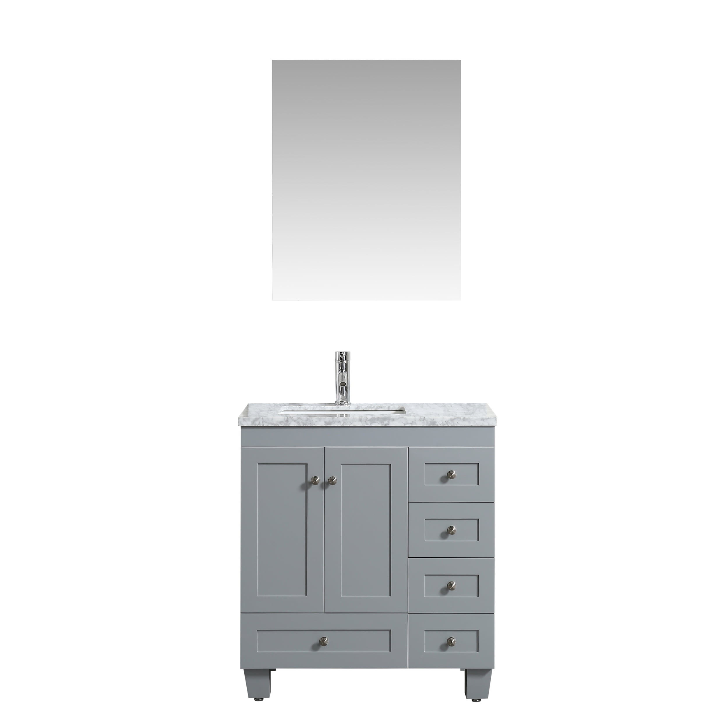 Eviva Happy 30 X 18 Transitional Gray Bathroom Vanity With White Eviva Happy 30 X 18 Transitional Gray Bathroom Vanity With White