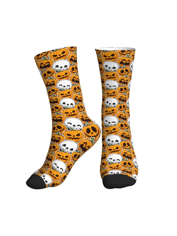Crew Socks for Women Men Athletic - pumpkins halloween cartoon Soft Comfort Breathable Mid-Calf Sole Running Socks Womens Men