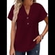 thumbnail image 1 of Camiseta de Corta con Cuello en V y Botones para Mujer, Color Rojo Vino, Talla XL, 1 of 6