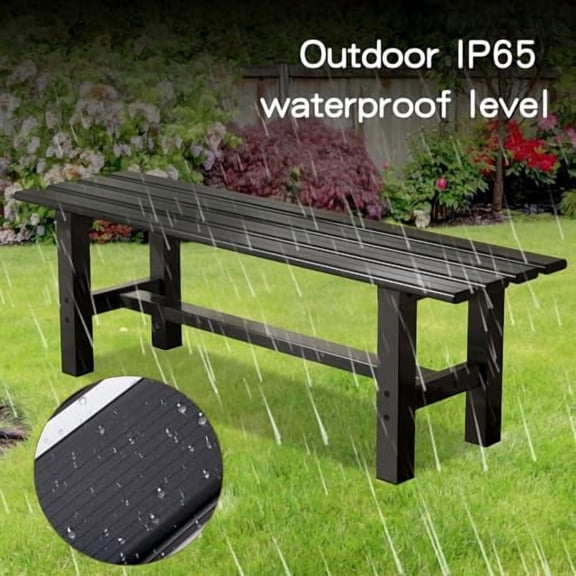 TECSPACE 47 Inches Aluminum Outdoor Weatherproof Bench Backless, 330 LBS Bearing Capacity Garden Porch Bench, Black