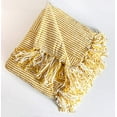 thumbnail image 4 of Fennco Styles Chenille Woven Striped Tassel Throw Blanket 50" W x 60" L - Mustard Yellow Soft Blanket for Bed, Couch, Sofa, Home, Office and Holidays Décor, 4 of 8