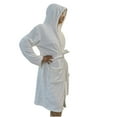 thumbnail image 2 of Charella Womens Hooded Fleece Robe, Soft Plush Bathrobe, Fluffy Long Warm Lounge Robe Sleepwear with Pockets White,XXL, 2 of 3