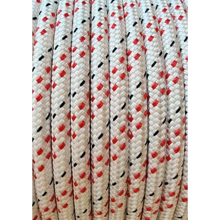 

MarineNow Double Braid Polyester Low Stretch Sailing Rope Choose Size/Length/Color (12 mm (1/2 ) 160 ft Red & Black Fleck)