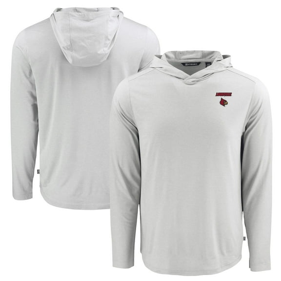 Men's Cutter & Buck Gray Louisville Cardinals Coastline Epic Comfort Eco Recycled Long Sleeve Hoodie T-Shirt
