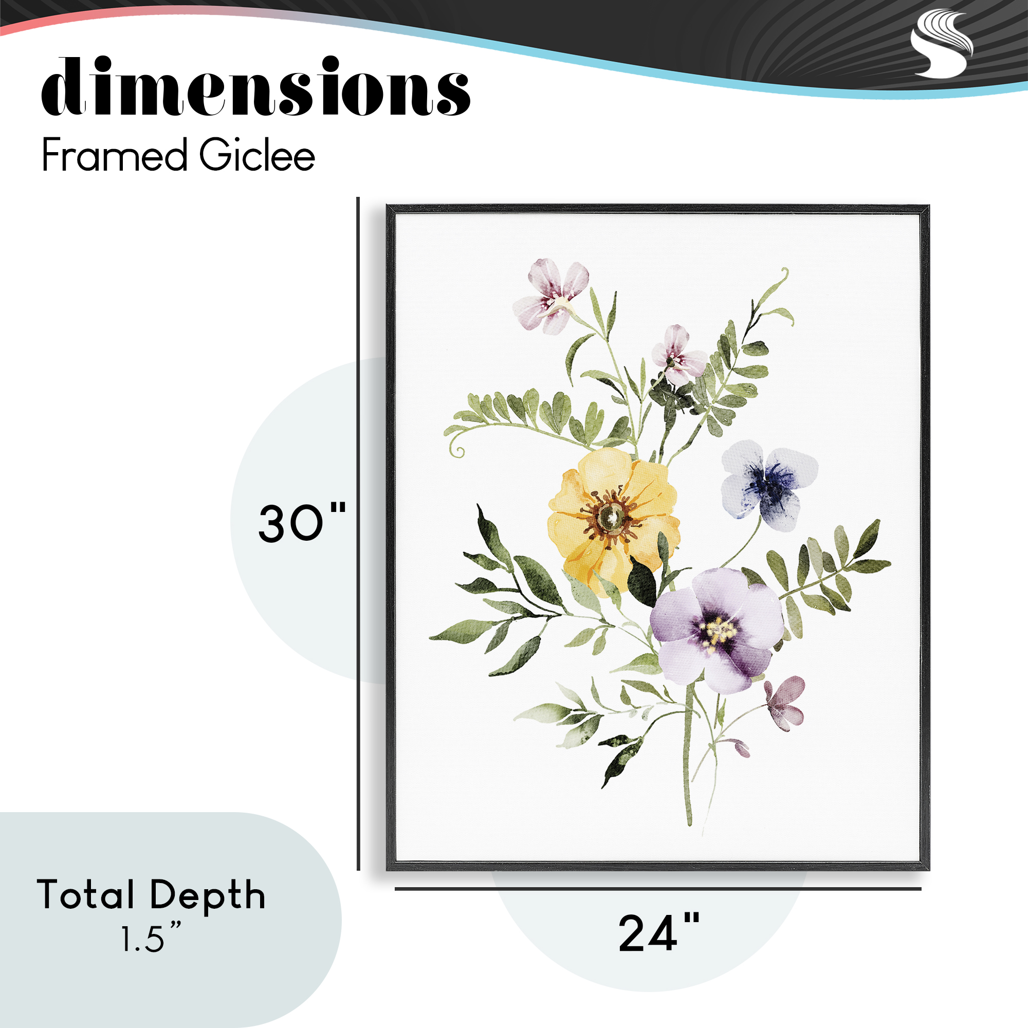 Garden Herbs Blooming Black Framed Giclee Art, design by Lettered and Lined