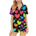 thumbnail image 2 of FDGIU Women's Soft Comfortable Heart Print Pajama Set - Short Sleeve Button Down 2 Piece Shorts Loungewear S-2XL, 2 of 7