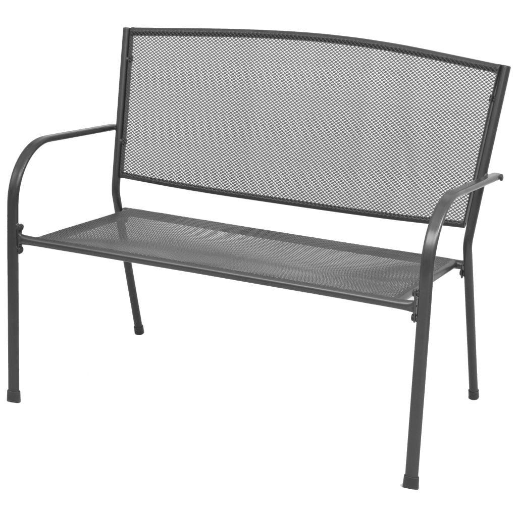Kepooman 42.5" Outdoor Patio Garden Mesh Designed Bench with Backrest, Gray Kepooman 42.5" Outdoor Patio Garden Mesh Designed Bench with Backrest, Gray