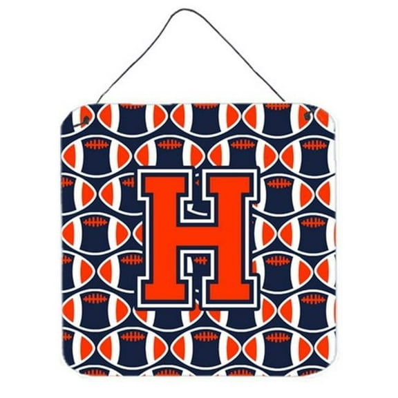 Letter H Football Orange, Blue & White Wall or Door Hanging Prints