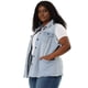 thumbnail image 4 of Women's Plus Size Jean Vest Button Down Turndown Collar Frayed Hem with Cargo Pocket Trucker Denim Vest Sky Blue 4X, 4 of 7