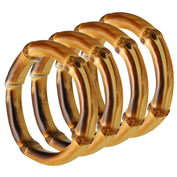 Uxcell 3 Inch Bamboo Purse Handles,, 4 Pcs Round Replacement Handmade Rings, Brown