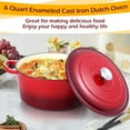 thumbnail image 4 of Walchoice 6QT Enameled Dutch Oven, Cast Iron Dutch Oven Pot with Lid for Cooking Bread Baking Roasting Stewing, Heavy Duty Round Nonstick Cookware - Red, 4 of 8