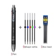 thumbnail image 3 of 6 Colors Pen Creative Multicolor Ballpoint Pen With 5 Colors Ball Pen 1 Automatic Pencil Multifunction Pen Office School Supply 5pcs black refill Multi-Colored, 3 of 6