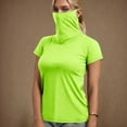 thumbnail image 2 of Htigea Womens Sun Protection Tops with Face Mask Neck Breathable UPF 50+ Outdoor Short Sleeve Shirts Green XL, 2 of 7