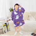 thumbnail image 6 of FORMRS Wearable Blanket Hoodie with Sleeves for Kids Cozy Flannel Sweatshirt, Halloween Purple Ghosts, 6 of 7