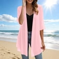 thumbnail image 2 of Jsaierl Women Elegant Short Sleeve Chiffon Kimono Cardigan, Loose Open Front Flowy Outerwear, Stylish Sheer Sunscreen Coat for Dating Shopping Summer Daily, 2 of 10