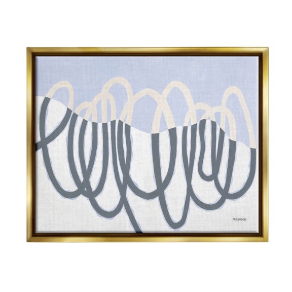 Stupell Industries Contemporary Split Spiral Shape Graphic Art Metallic Gold Floating Framed Canvas Print Wall Art, Design by Kathy Ferguson