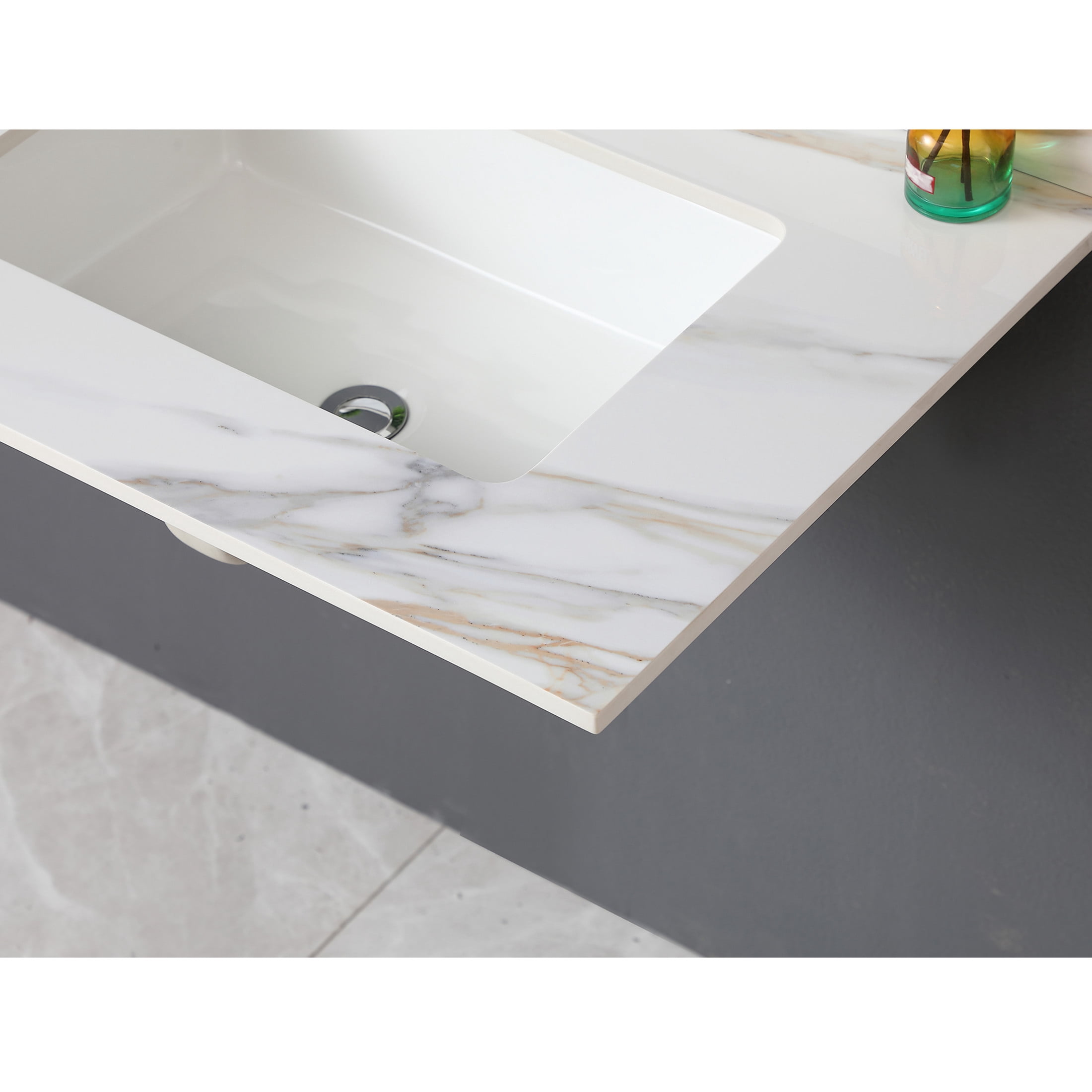 Noble House 31-Inch Bathroom Vanity Top with Undermount Sink, Backsplash, 3 Pre-Drilled Faucet Holes, White