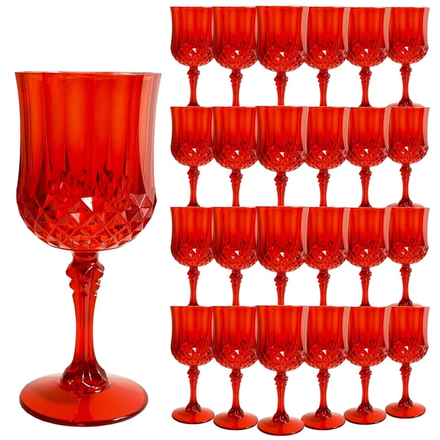 Copas de vino de plástico LEYIQU Vintage Style 200 ml (24, rojas)