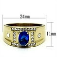 thumbnail image 2 of Mens Ring Gold Blue Round Stainless Steel Ring with Synthetic Sapphire in Montana, 2 of 7
