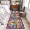 thumbnail image 4 of Runner Rug 2'x6', Purple Dragonfly Washable Non-Slip Hallway Runner Rugs, Colorful Flowers Watercolor Chic Floral Plant Bedside Rugs Floor Mats Carpet Runners for Kitchen Bathroom Laundry Room, 4 of 8