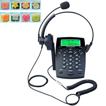 Centro Telephone - LeeKer LK-P016B DialPad Telephone with Headset Call Center Corded Phone Tone Dial Key Pad with Caller ID Redial(Black)