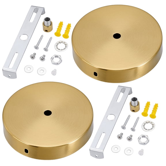 2 Sets 4.6 Inches Light Canopy Kit Golden Round Modern Chandelier Ceiling Plate Replacement Iron Chandelier Canopy