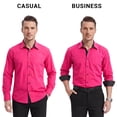 thumbnail image 5 of Mens Dress Shirt Button-Up Long Sleeve Regular Fit Shirt with Paisley Inner Contrast Hot Pink, 5 of 9