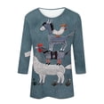 thumbnail image 4 of LYXSSBYX 3/4 Length Sleeve Womens Tops Women's Fashion Casual Color Block Printing Round Neck 3/4 Sleeve T-shirt Tops Blouse, 4 of 5