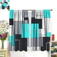 thumbnail image 6 of Blue Grid Kitchen Curtains, Checkered Plaid Gingham Lattice Trellis Print 3-Piece Kitchen Curtain Valance and Tiers Set 24 Inch Length, Rod Pocket Half Window Curtains for Cafe Living Room Bathroom, 6 of 6