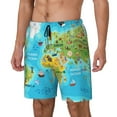 thumbnail image 1 of Kdxio World Map With Animals Landmarks Print Mens Swim Shorts with Mesh Lining, Breathable and Quick-Drying, Adjustable Waist, Privacy Pocket-3X-Large, 1 of 6
