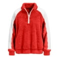 thumbnail image 5 of UTSJKR Fleece Quarter Zip Pullover Women Oversized Colorblock Cute Christmas Sweatshirt Comfy Sherpa Mock Neck Sweatshirts Red XXXL, 5 of 6