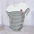 thumbnail image 5 of Aimik Women's Color Block Striped T-Shirt Summer Crew Neck Short Sleeve Slim Fit Top Casual Lightweight Crop Tee, 5 of 5