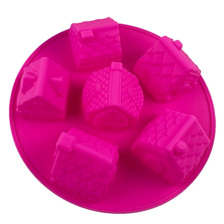 

Meizhencang 6 Cavity Silicone Mold Convenient Non-stick Tear Resistant Creative Christmas House Type Baking Mold for Home
