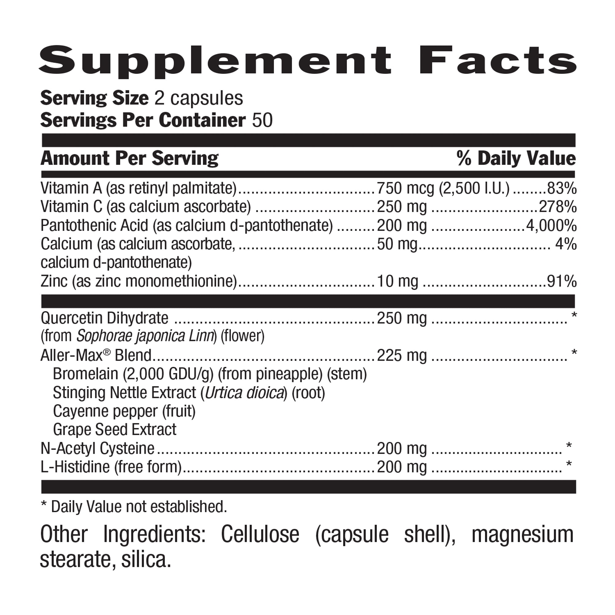 Country Life Aller-Max - Quercetin Supplements with Bromelain - Immune Support with Vitamin C, Zinc, and Botanical Blend - Certified Gluten-Free, Vegan