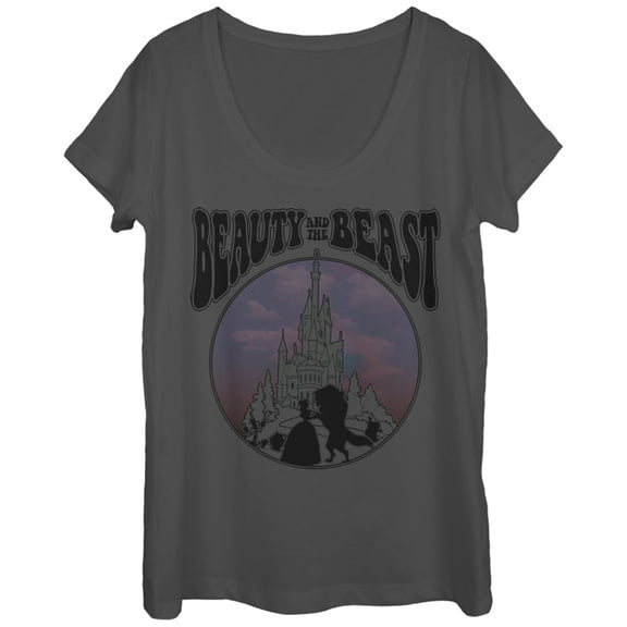 Women's Beauty and the Beast Castle  Scoop Neck Charcoal Large